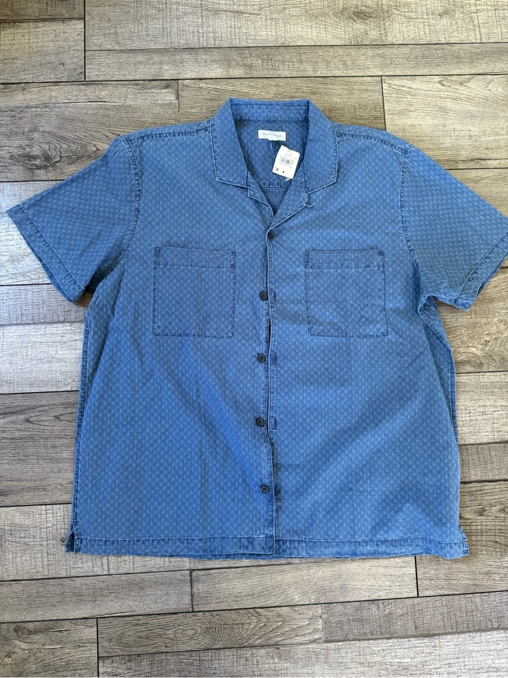 Men's Blue Short-Sleeve Button-Up Shirt by Sun + Stone